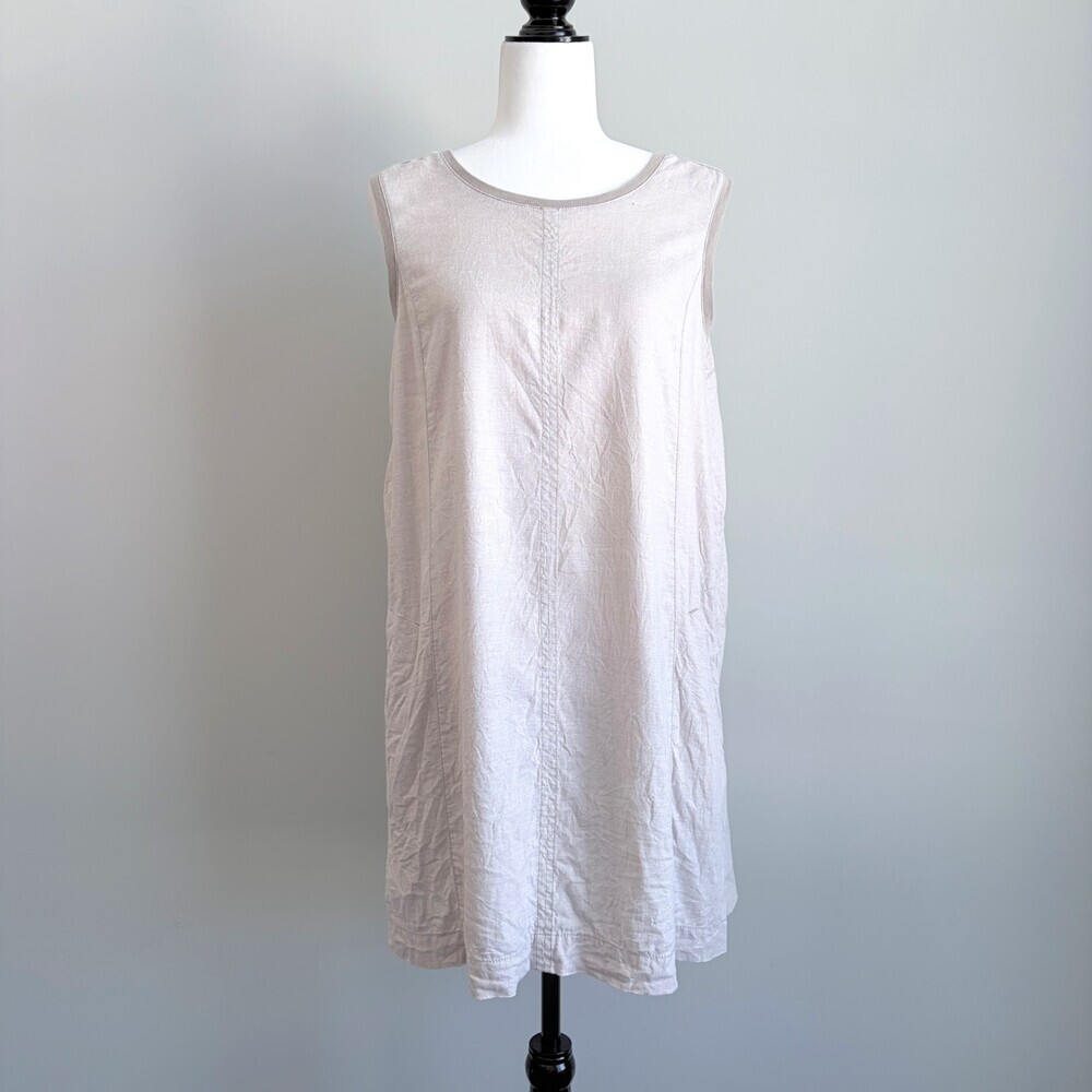 Toad&Co Hemp Dress Sleeveless Laganlook Natural Beige Summer Women's Medium